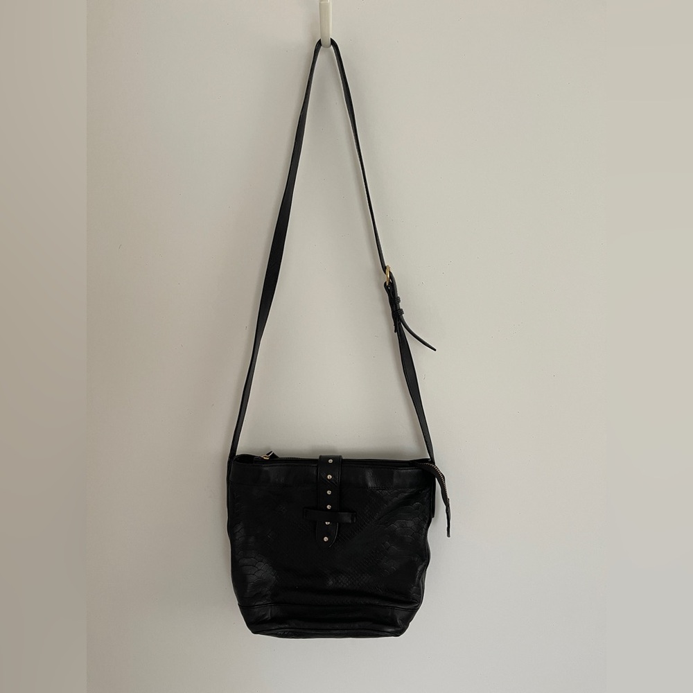 &otherstories black cross body leather croc handbag